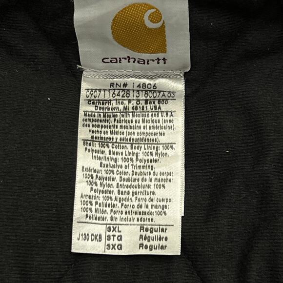 Carhartt Jacket Mens 3XL Brown Hooded Workwear Quilted Lined Full Zip J130 DKB - Picture 7 of 10